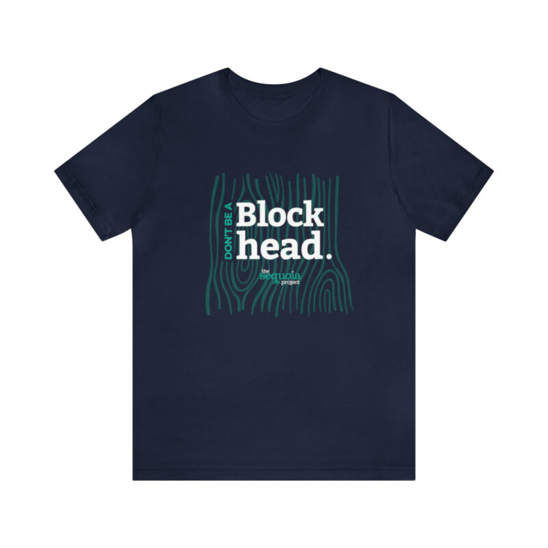 Don't Be A Blockhead - Unisex Jersey Short Sleeve Tee, Navy - Image 2