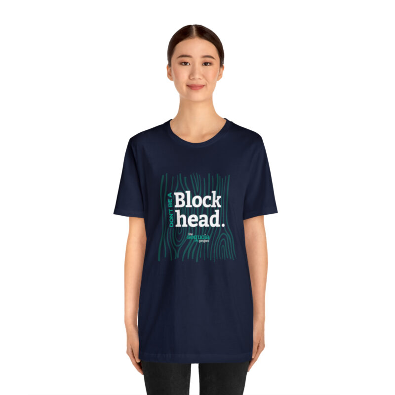 Don't Be A Blockhead - Unisex Jersey Short Sleeve Tee, Navy - Image 4